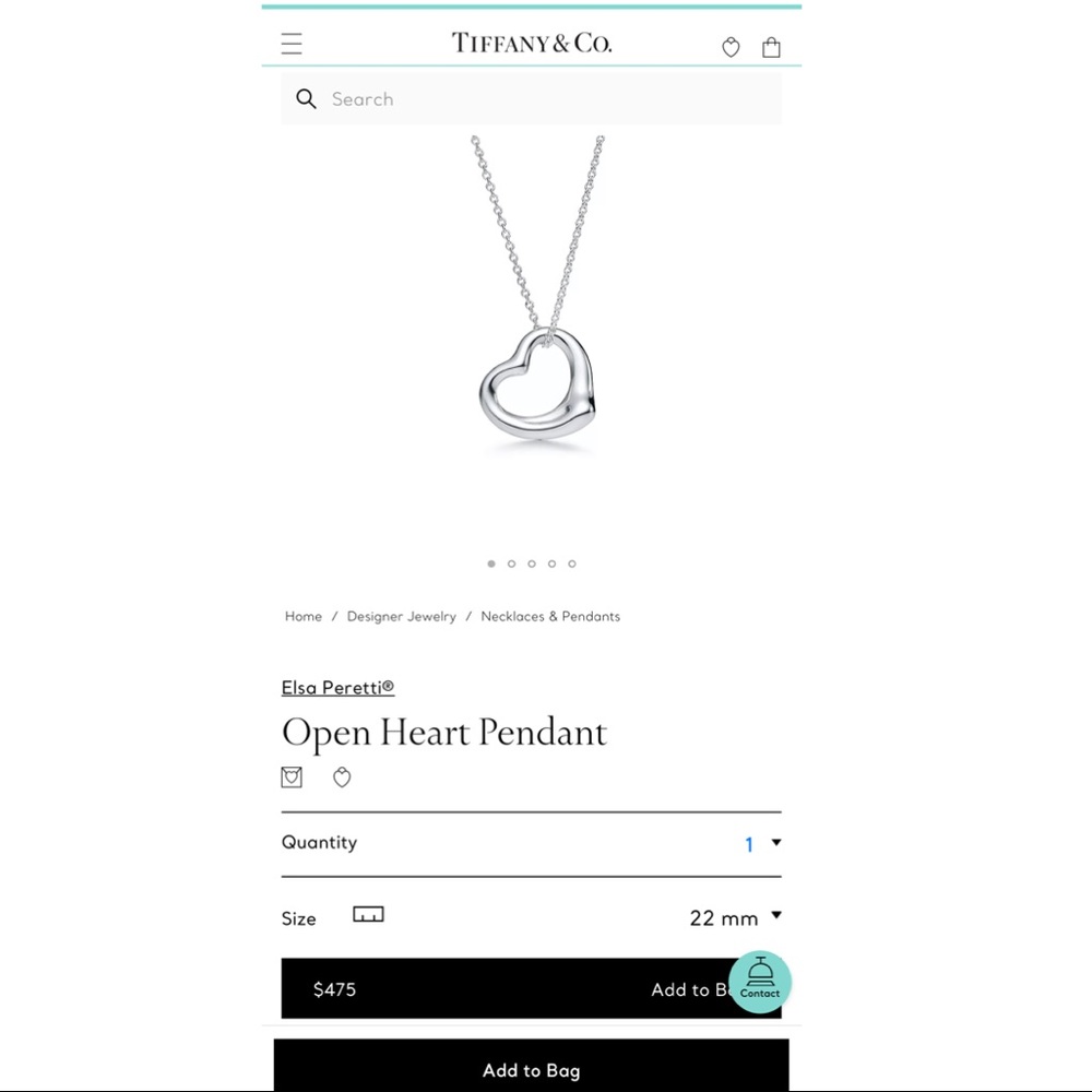 Tiffany & Co. Elsa Peretti Silver Large Open Heart Pendant Necklace 16” W/Pouch - Picture 8 of 9